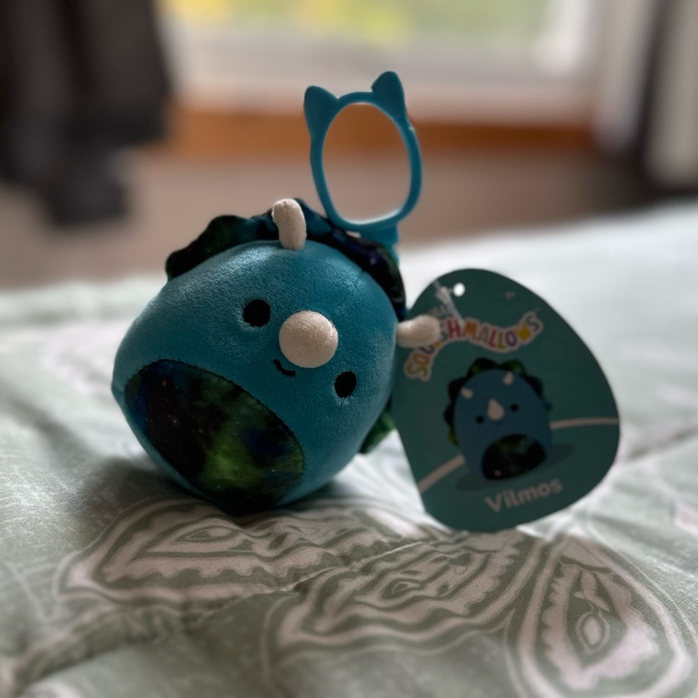 squishmallow galaxy triceratops keychain